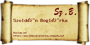 Szoldán Boglárka névjegykártya
